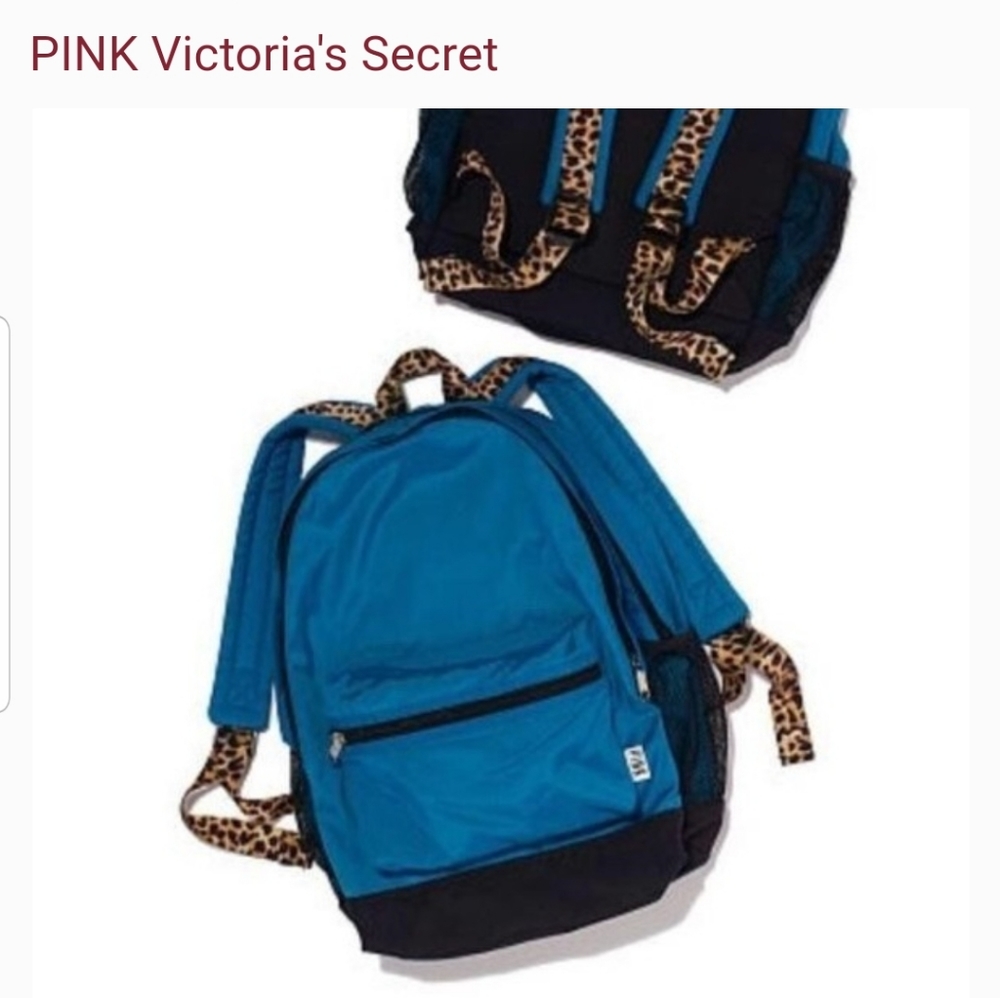 Pink Victoria Secret Teal Leopard Print Straps